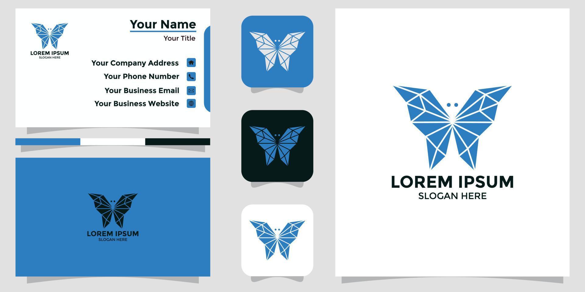 logotipo de design de borboleta e cartão de visita vetor