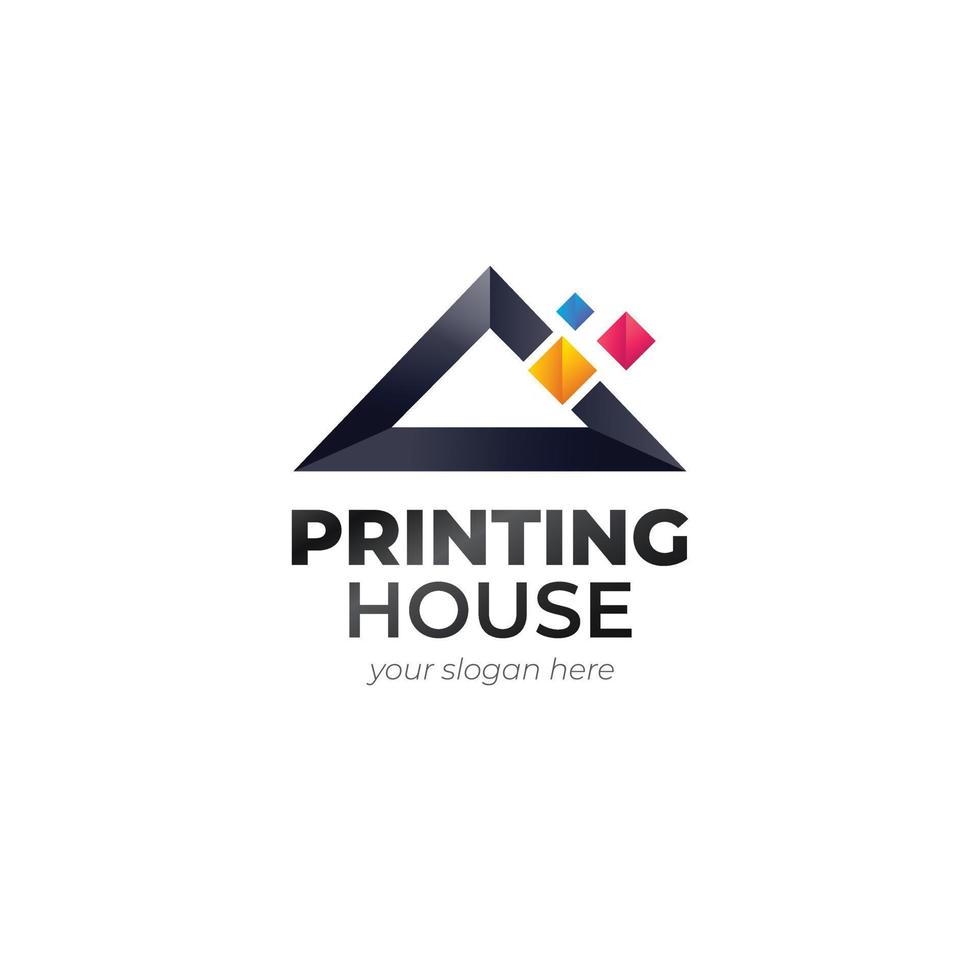 design de modelo de logotipo de casa de impressão gradiente vetor