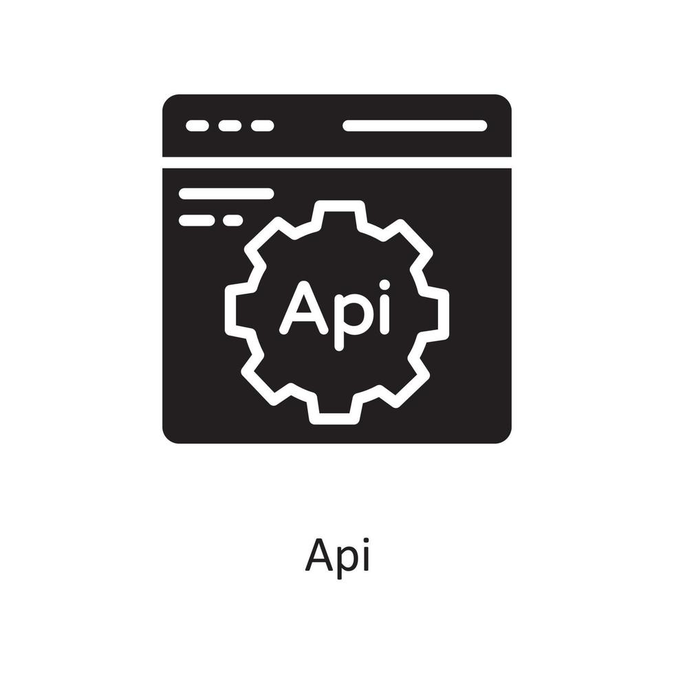 api ilustração em vetor ícone sólido design. símbolo de computação em nuvem no arquivo eps 10 de fundo branco