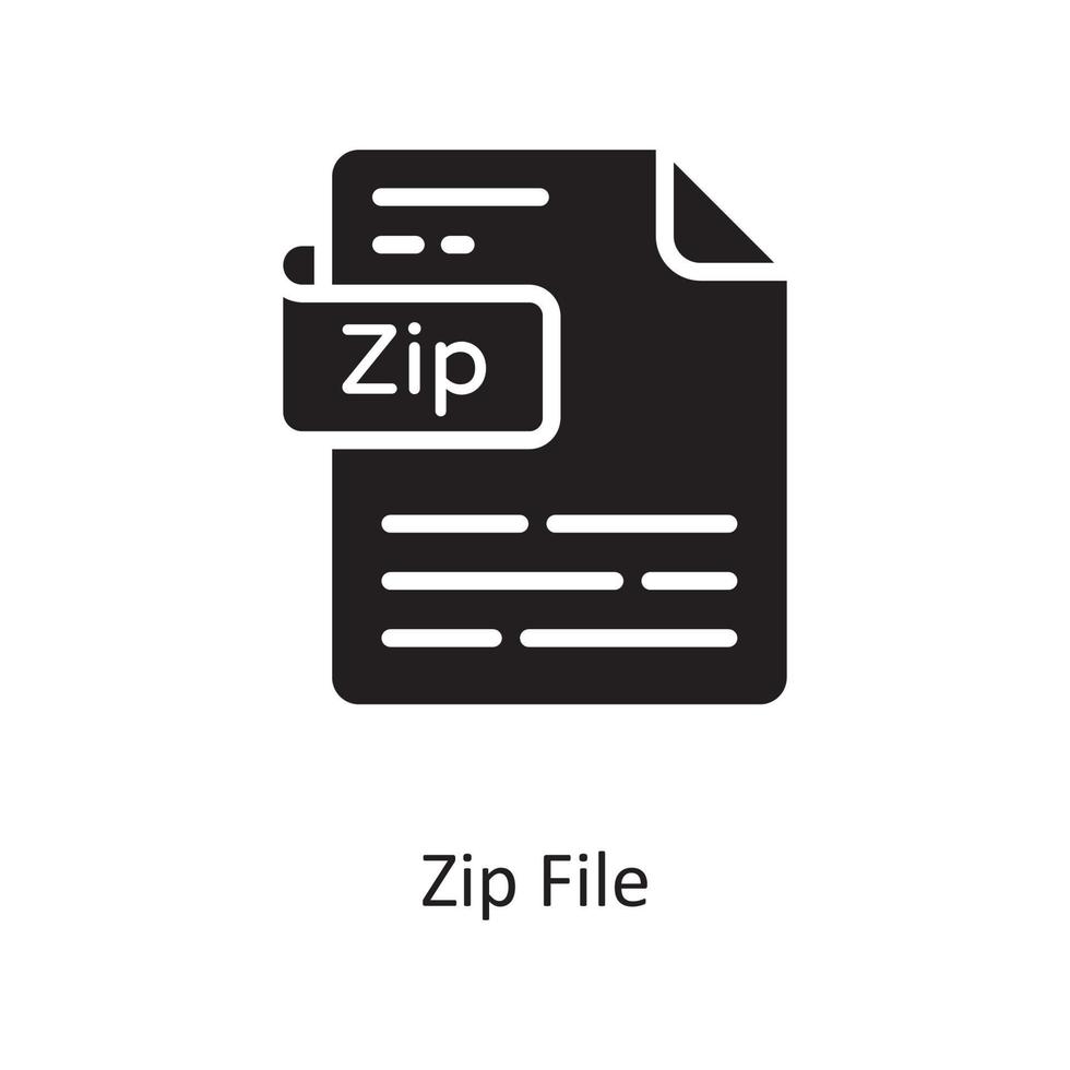 ilustração de design de ícone sólido de vetor de arquivo zip. símbolo de computação em nuvem no arquivo eps 10 de fundo branco