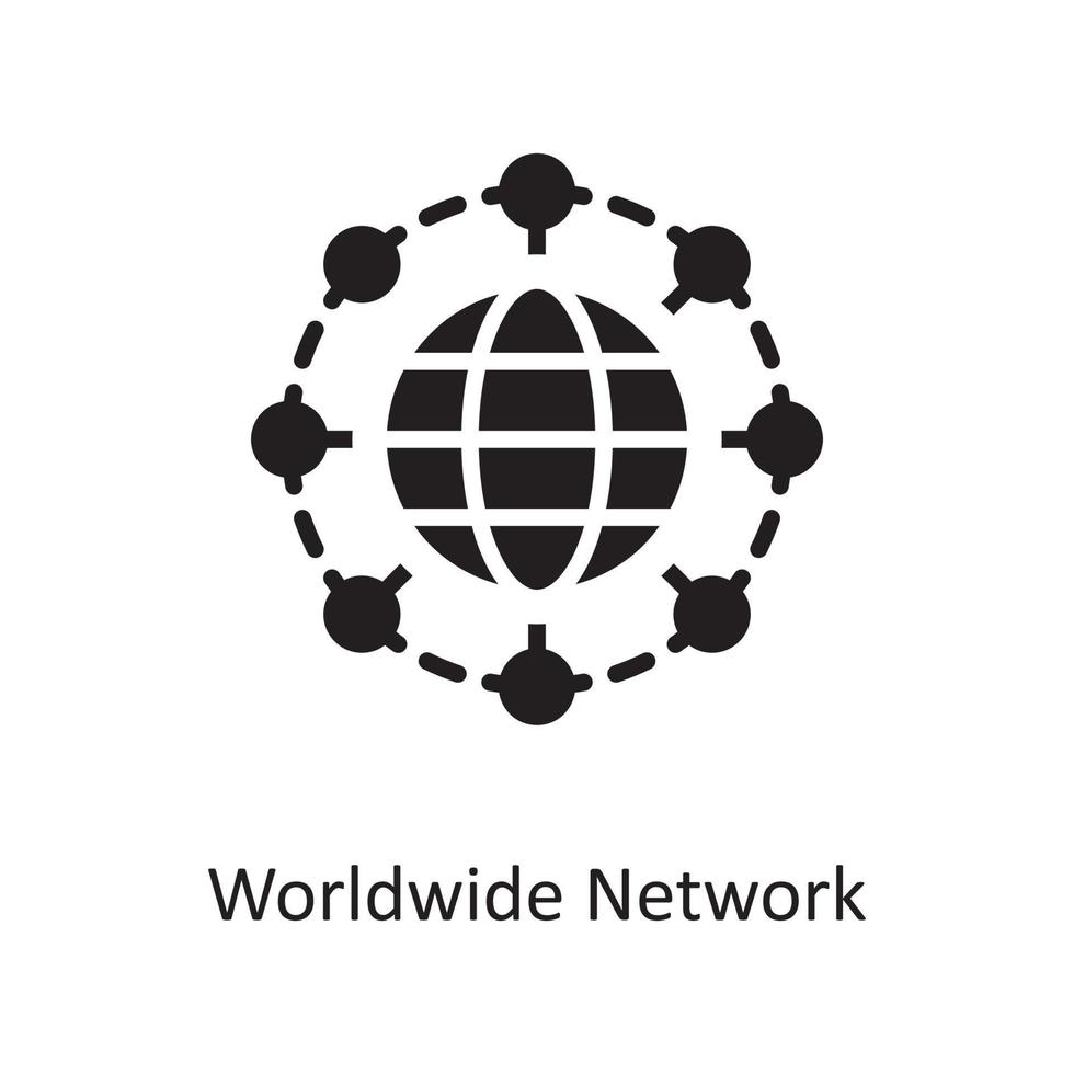 ilustração de design de ícone sólido de vetor de rede mundial. símbolo de computação em nuvem no arquivo eps 10 de fundo branco