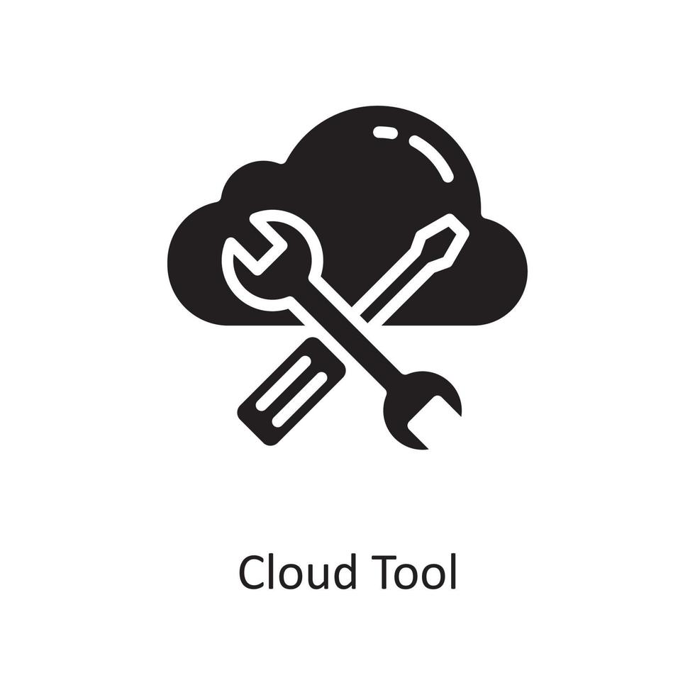 ferramenta de nuvem ilustração em vetor ícone sólido design. símbolo de computação em nuvem no arquivo eps 10 de fundo branco