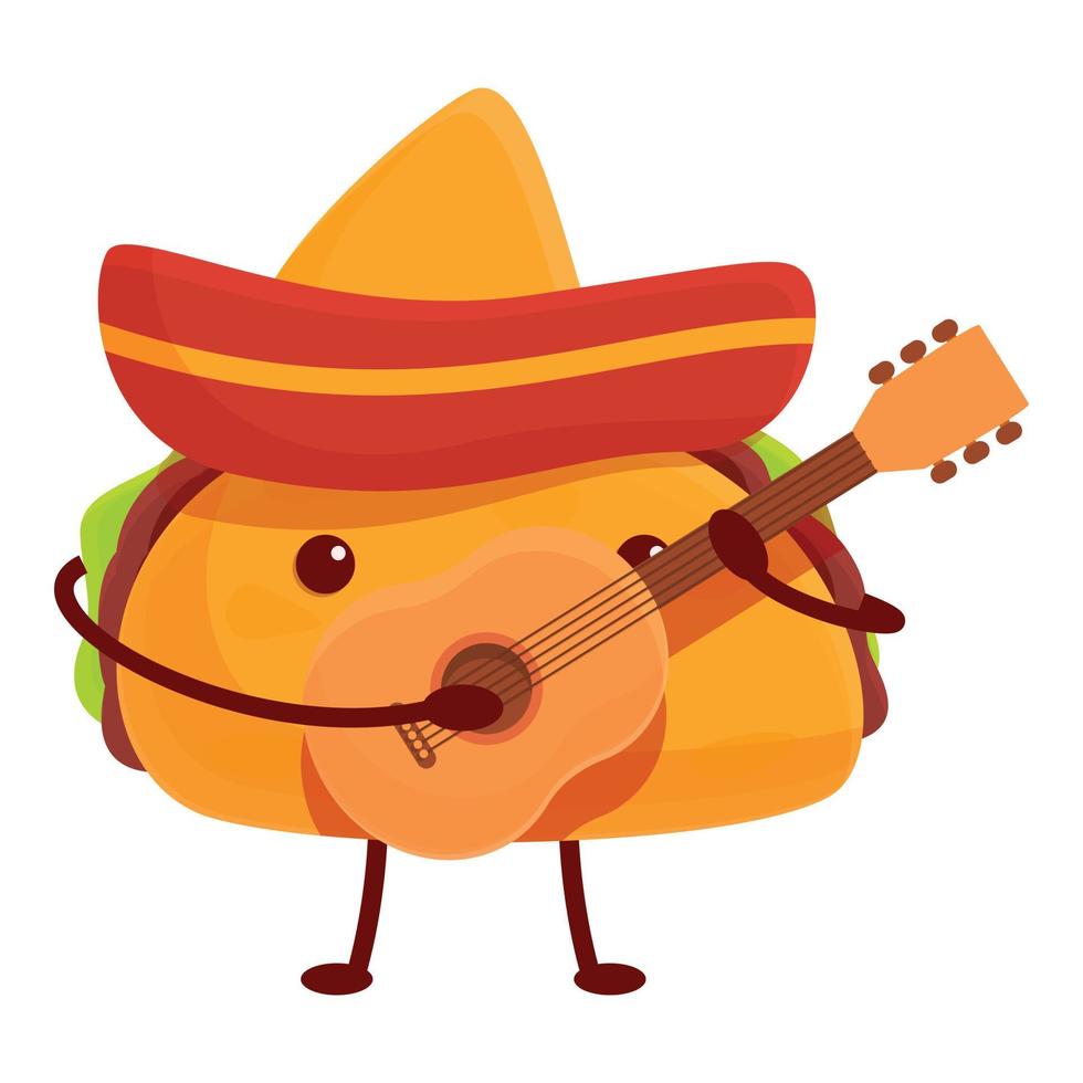 taco com ícone de guitarra, estilo cartoon vetor