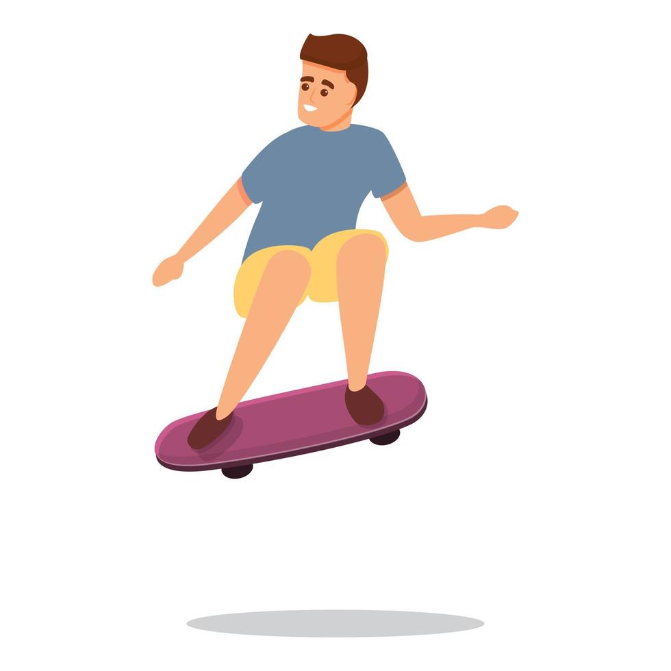 ícone de salto de rua de skate de menino, estilo de desenho animado vetor