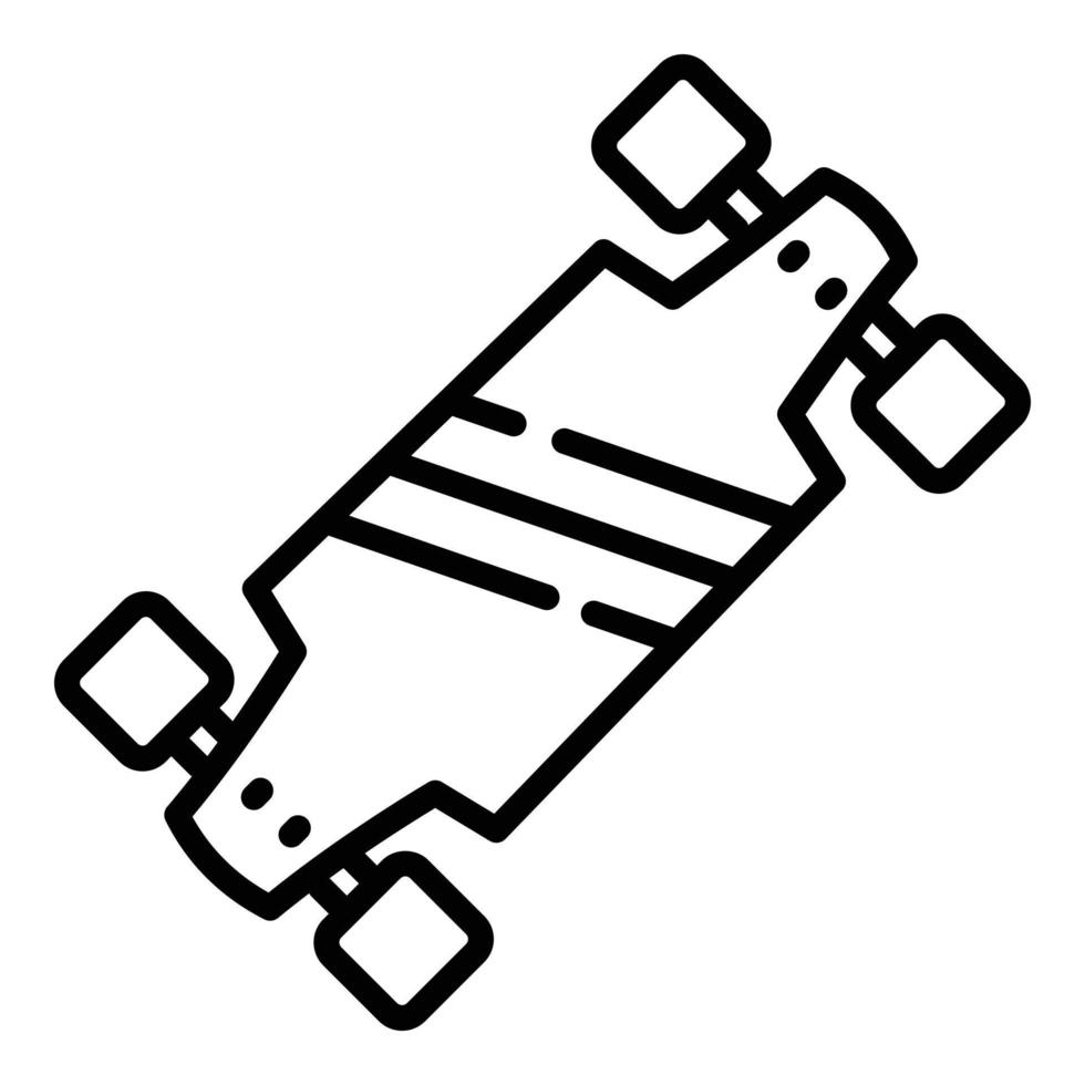 ícone de skate longo, estilo de estrutura de tópicos vetor