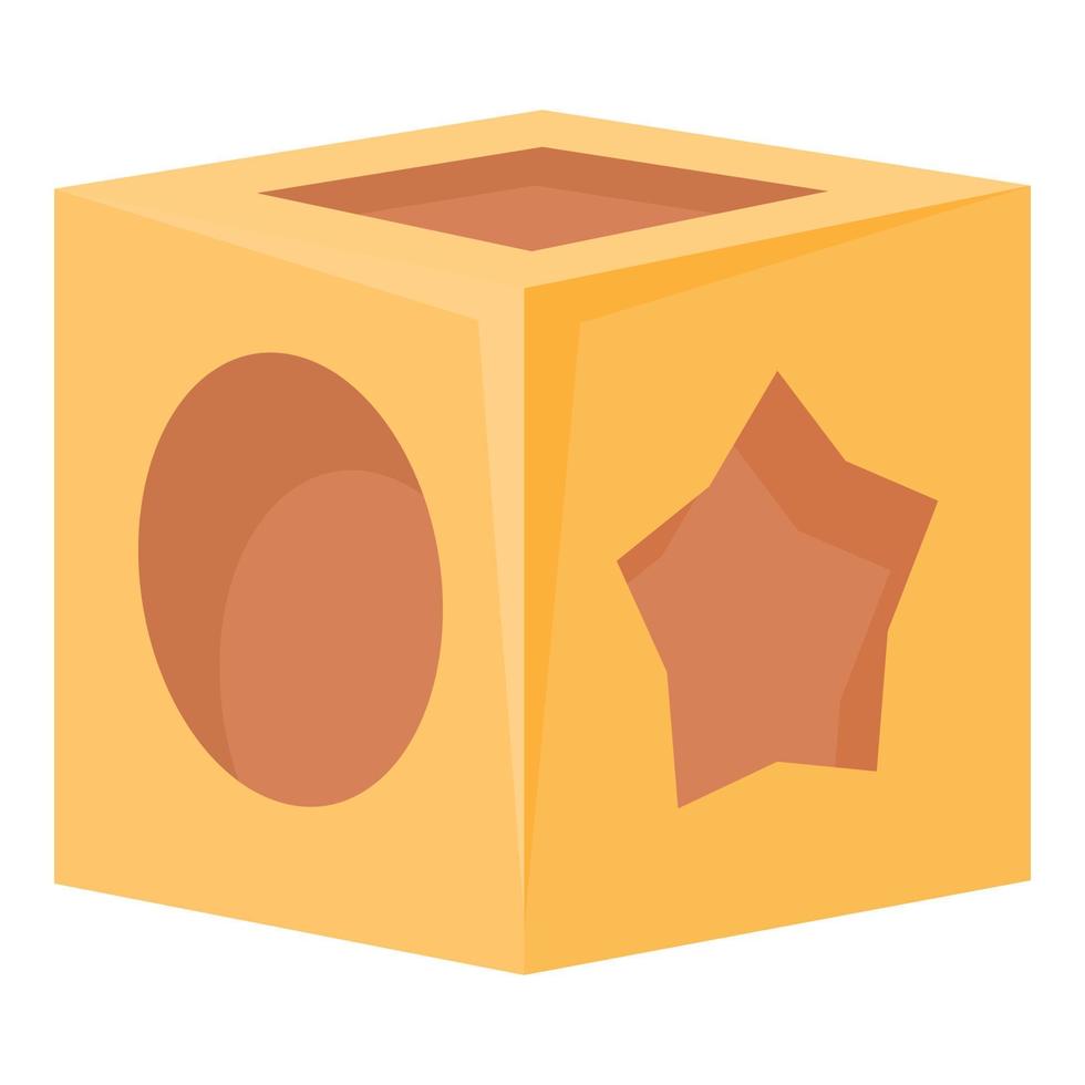vetor de desenhos animados de ícone de cubo de madeira. bloco de brinquedo