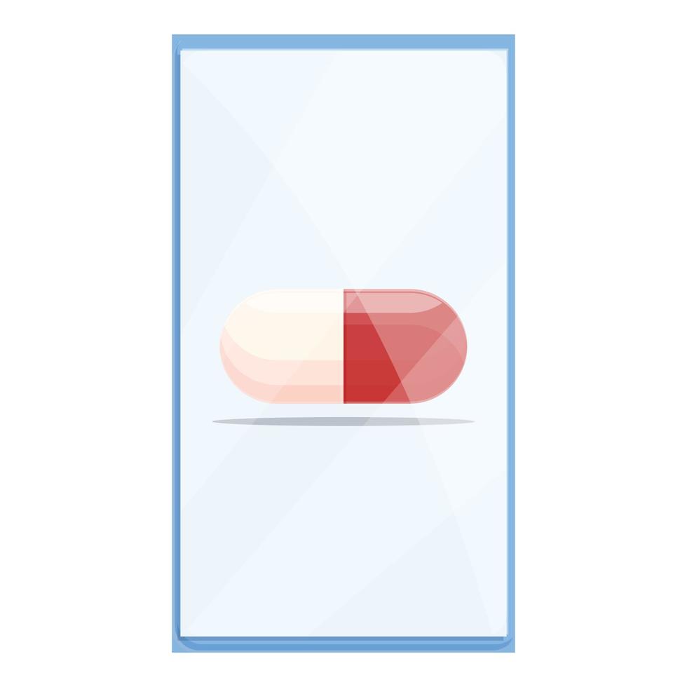 ícone de pílula de cápsula de telemedicina, estilo cartoon vetor