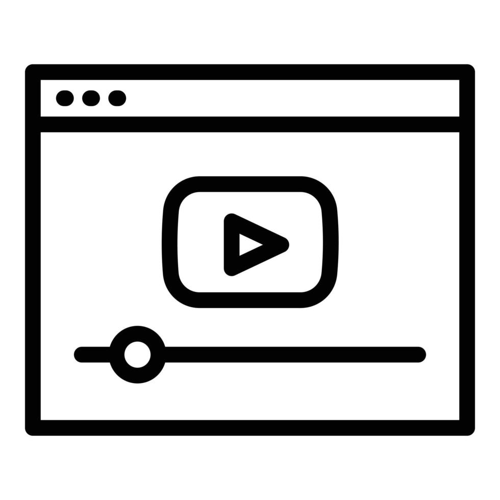 ícone on-line de vídeo de aprendizado interativo, estilo de estrutura de tópicos vetor