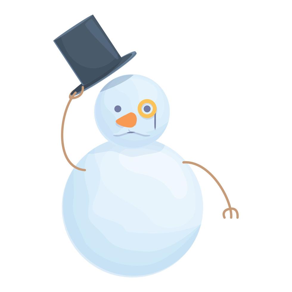 vetor de desenhos animados de ícone de boneco de neve cavalheiro. diversão de natal