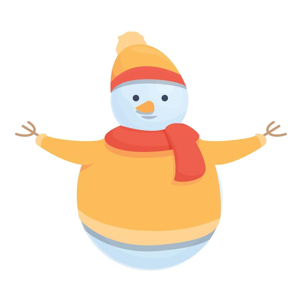 boneco de neve com vetor de desenhos animados de ícone de roupas. homem de inverno