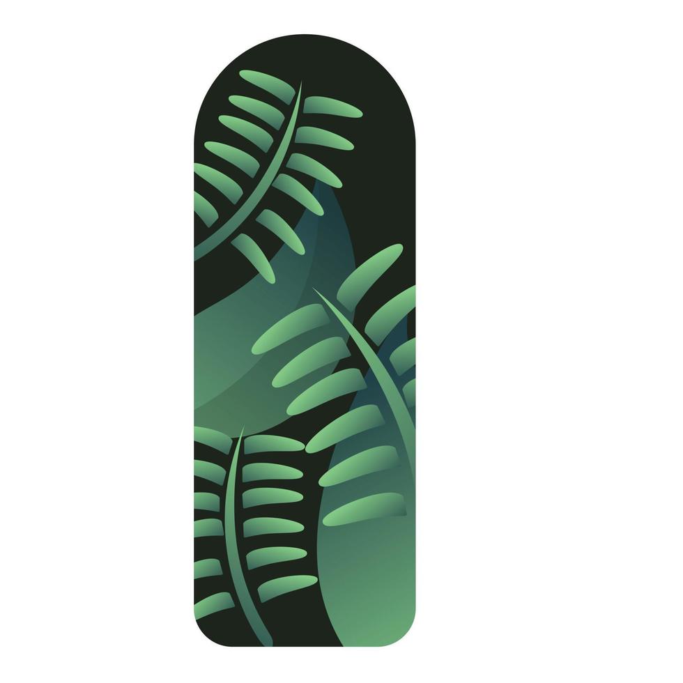 marcador com ícone de folhas tropicais, estilo cartoon vetor