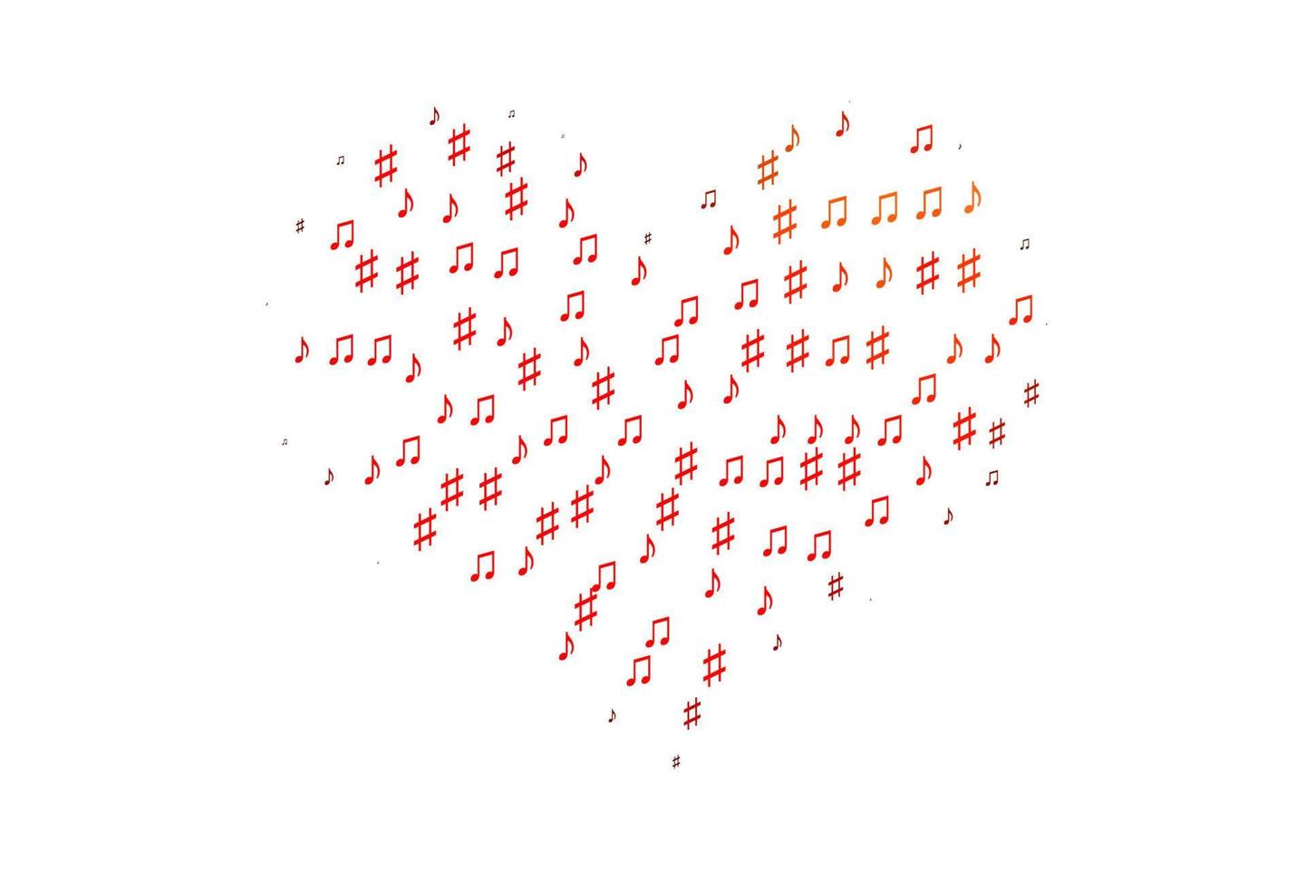 modelo de vetor vermelho claro com símbolos musicais.