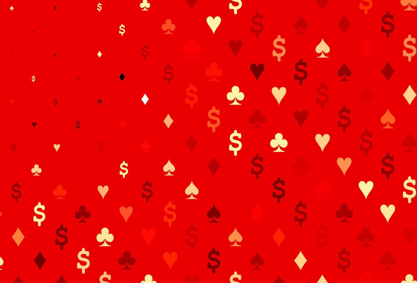 modelo de vetor vermelho claro com símbolos de pôquer.