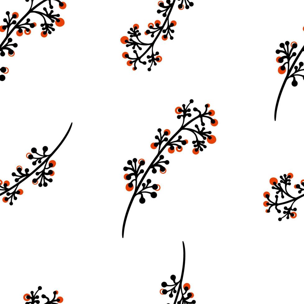 planta de doodle padrão perfeito com mancha vermelha vetor