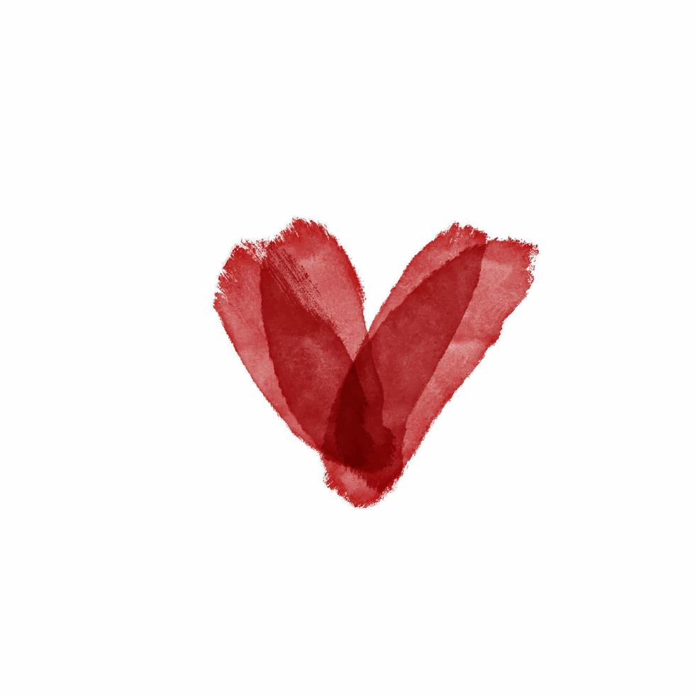 coração aquarela digital vermelho amor vetor