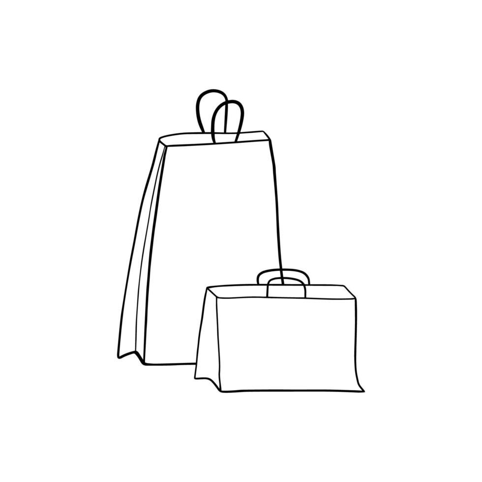 ícone de doodle de contorno desenhado de mão de sacola de compras vetor