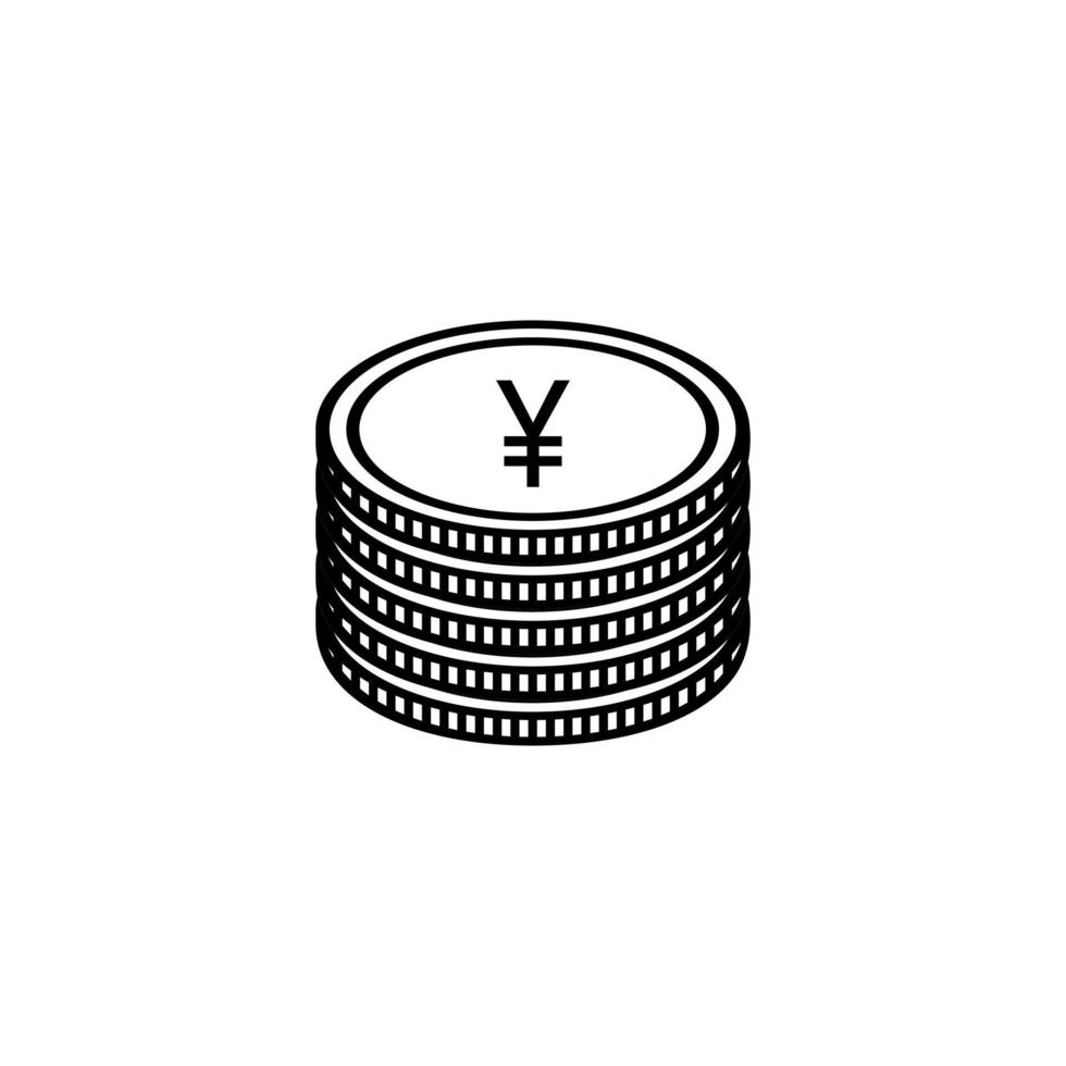 moeda do dinheiro do japão, símbolo do ícone do iene, sinal jpy. ilustração vetorial vetor