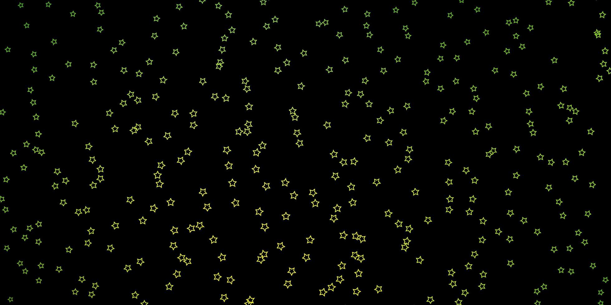 pequenas estrelas verdes e amarelas escuras em fundo escuro vetor