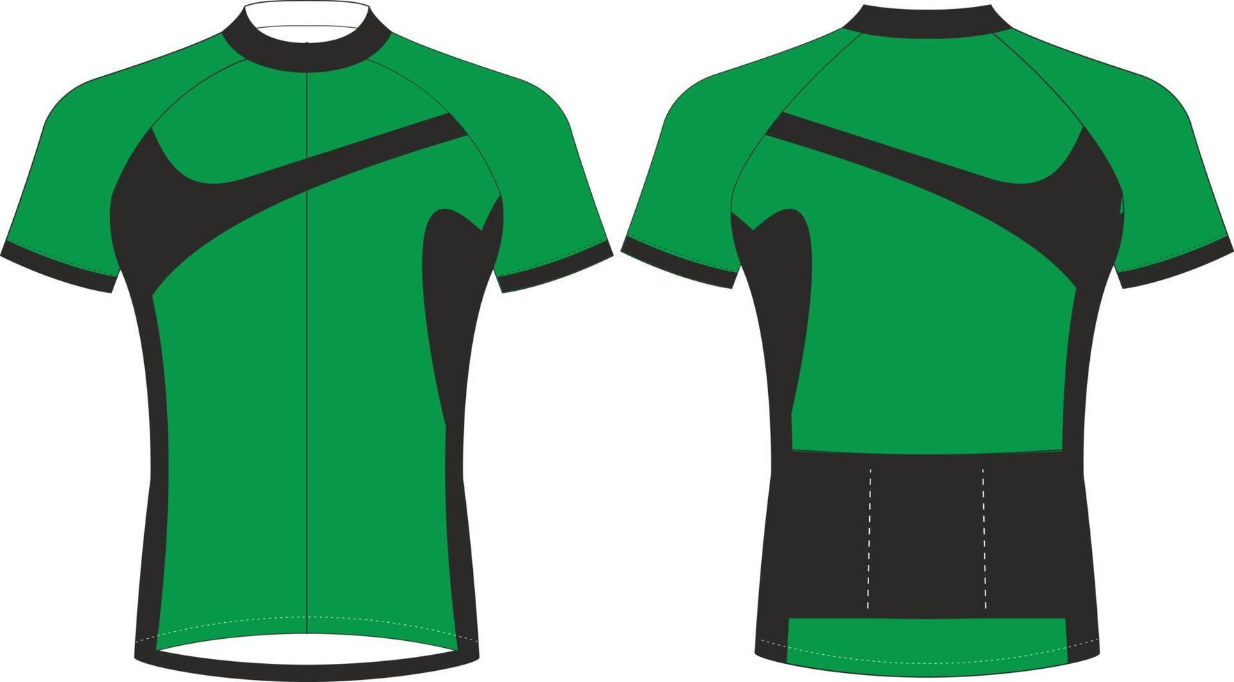 camisas de ciclismo, modelo de maquete de esportes de manga curta, mokup de jaqueta com zíper uniforme de ciclismo, arquivos eps vetoriais completos vetor