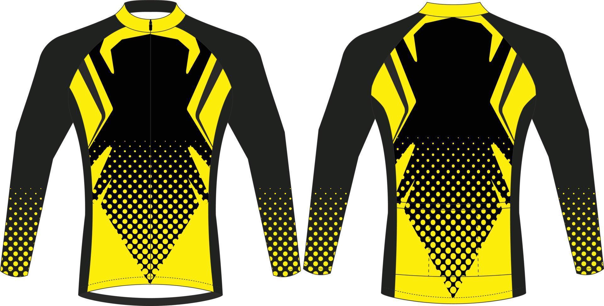 camisas de ciclismo, modelo de maquete de esportes de manga curta, mokup de jaqueta com zíper uniforme de ciclismo, arquivos eps vetoriais completos vetor