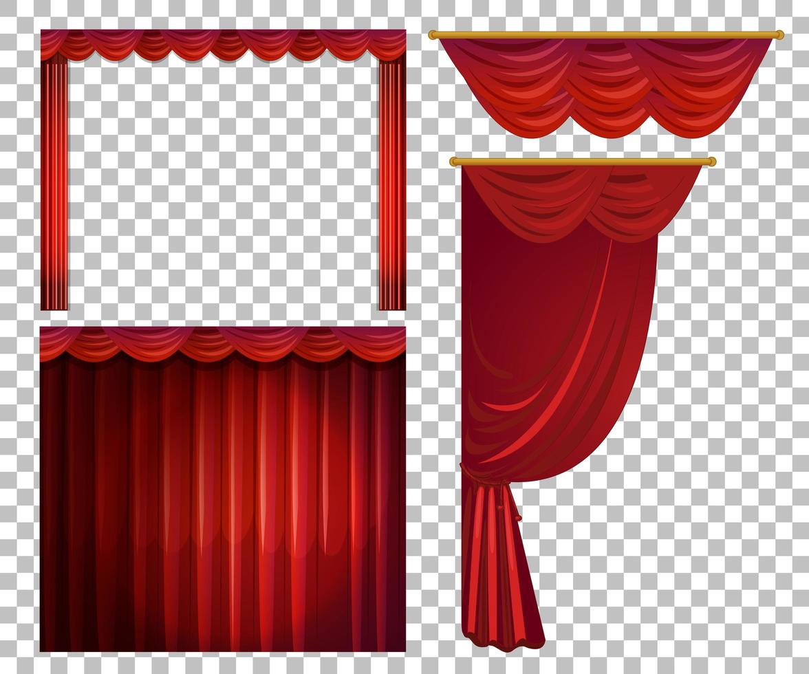 desenhos diferentes de cortinas vermelhas vetor