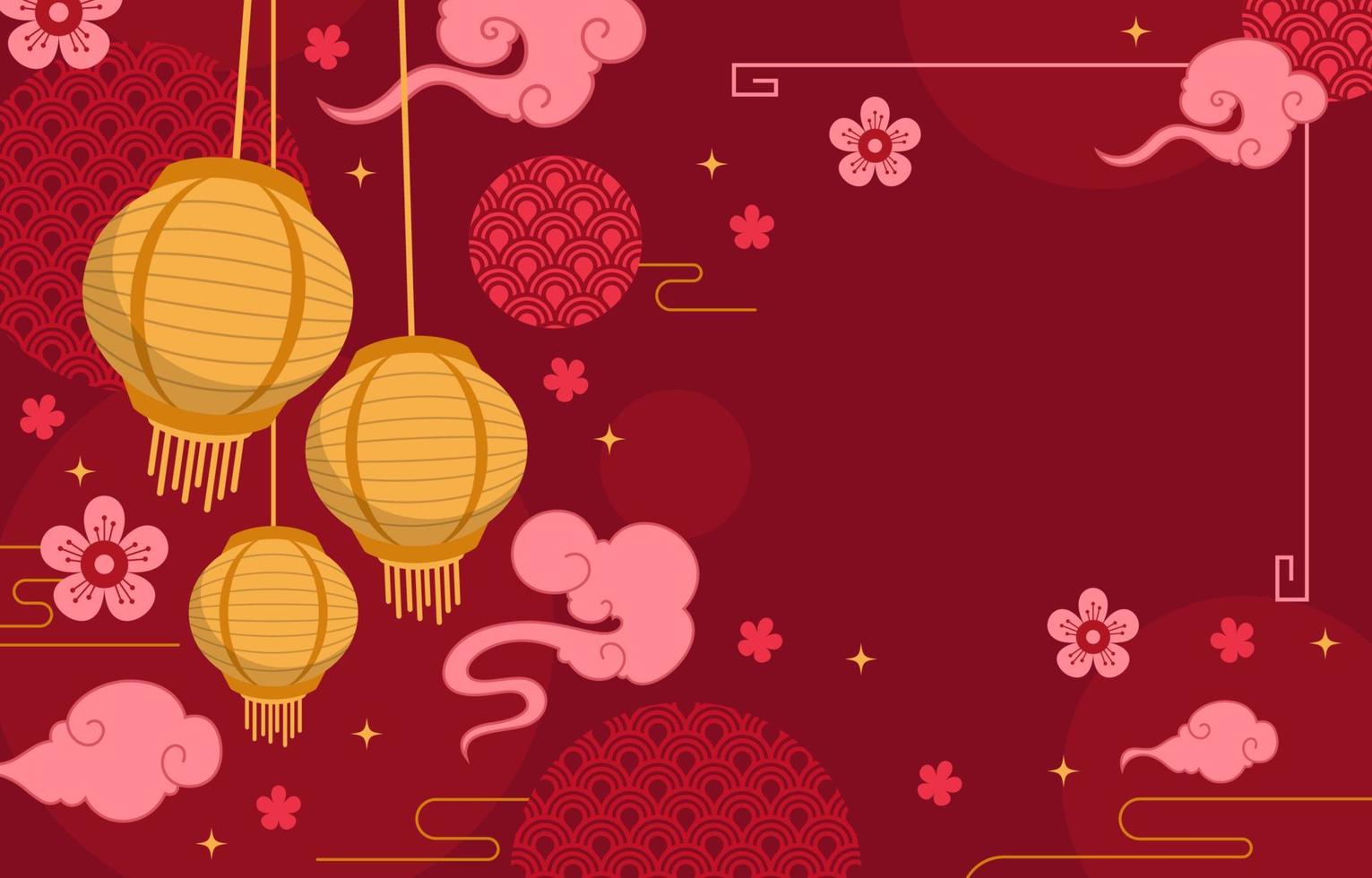 fundo de feliz ano novo chinês com lanternas vetor