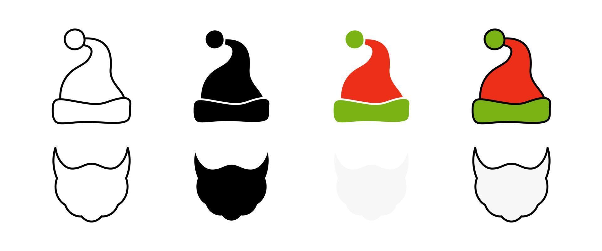 barba com chapéu de natal em fundo branco vetor