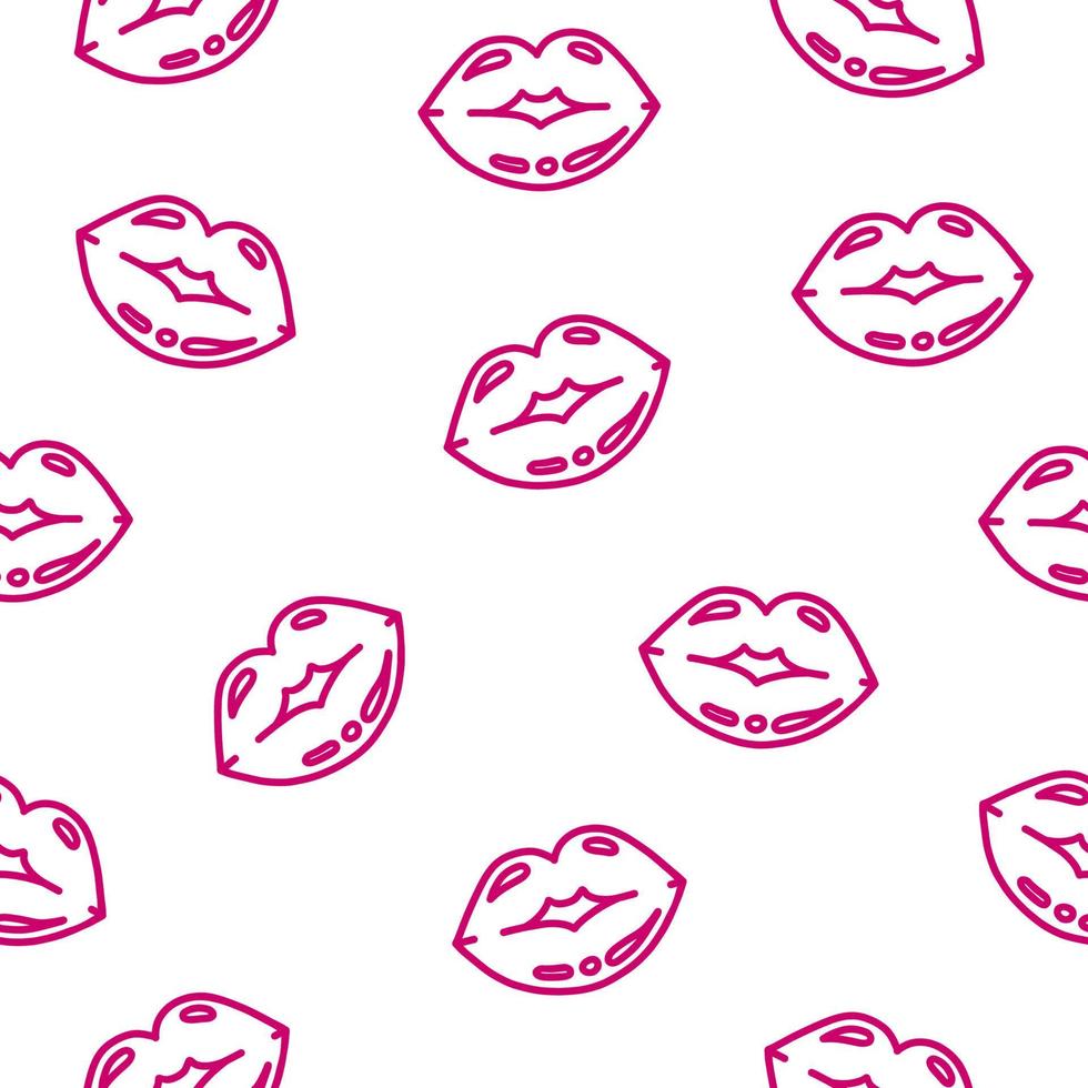 padrão sem emenda com lábios em fundo branco. impressão de beijo. ilustração vetorial vetor