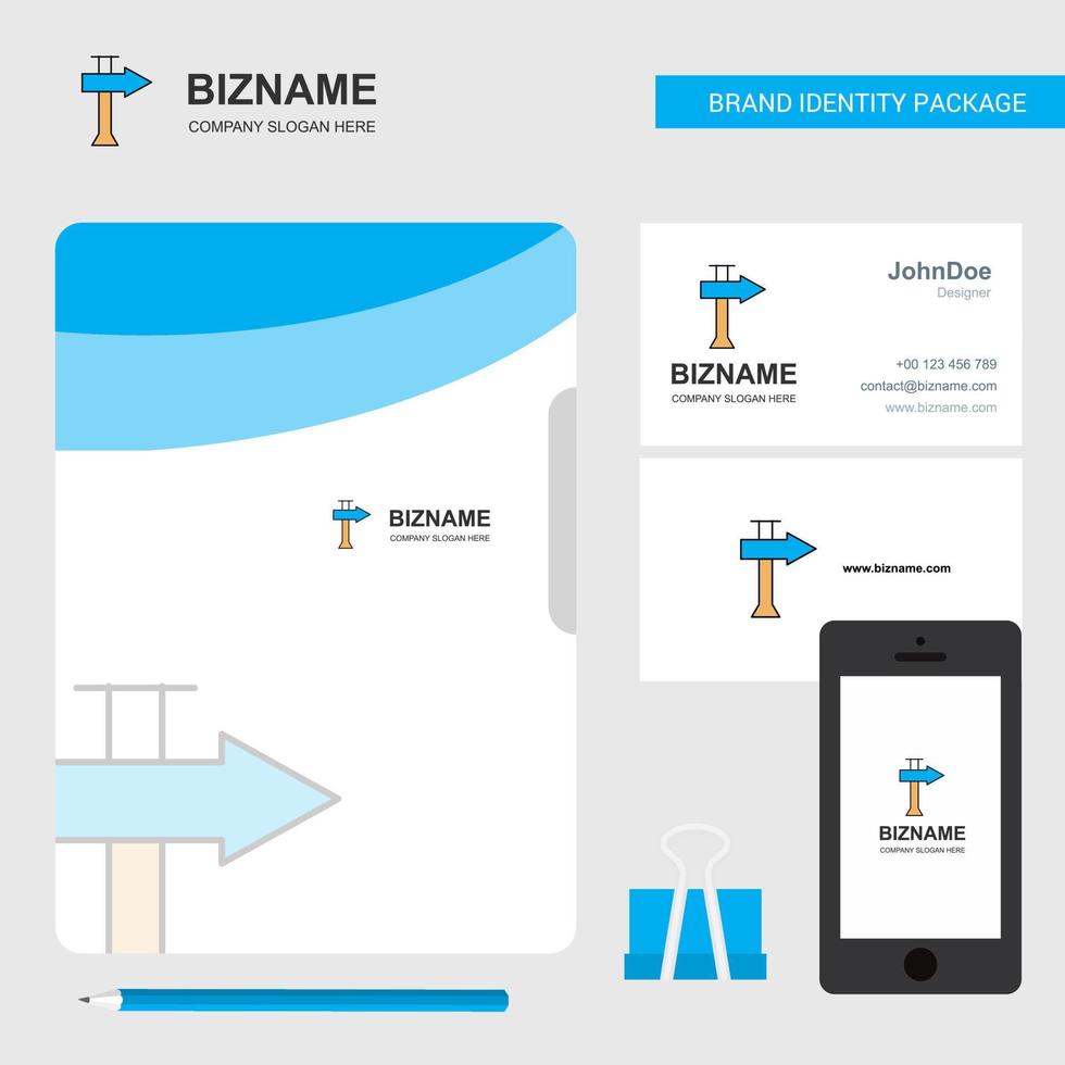capa de arquivo de logotipo de negócios de placa de direção cartão de visita e ilustração em vetor de design de aplicativo móvel
