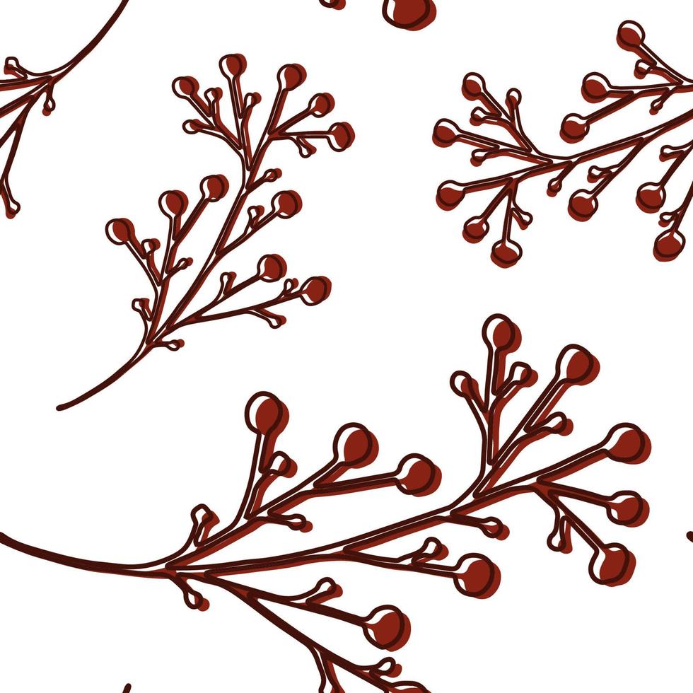 brunch de padrão sem costura com bagas vermelhas, bordô. ilustração em vetor botânico.