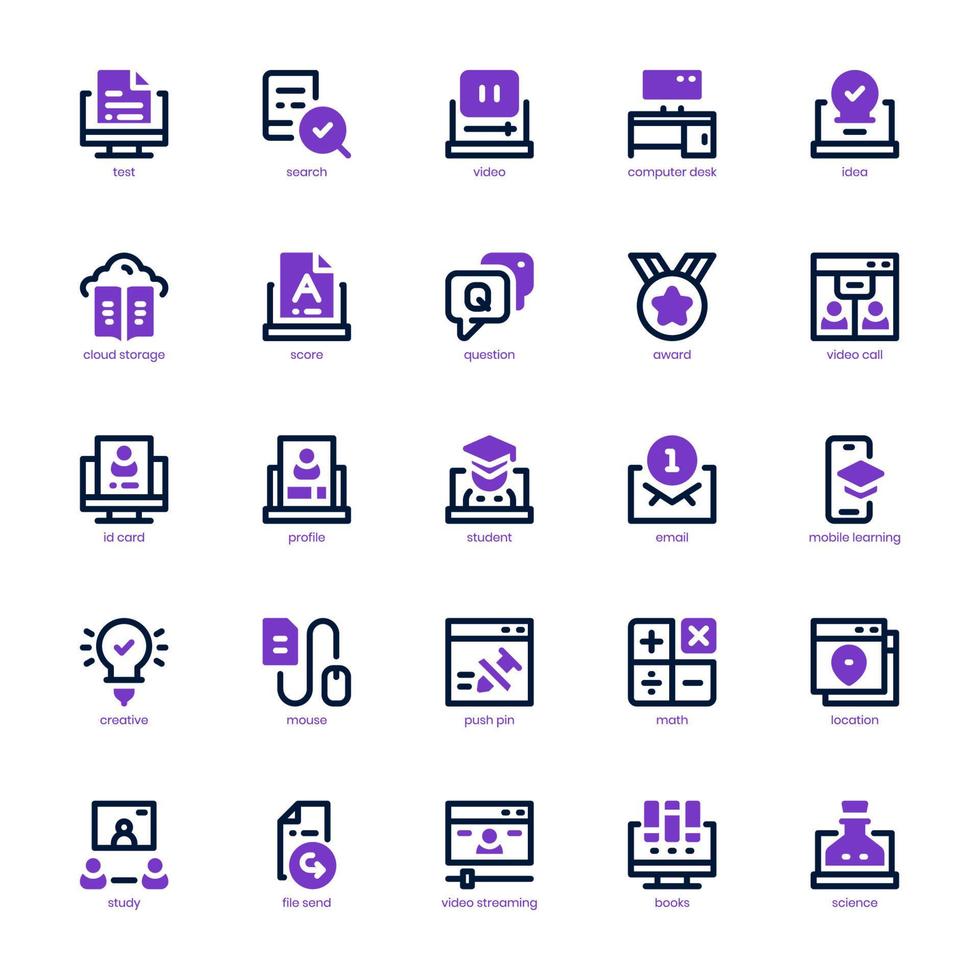 pacote de ícones de cursos online para seu site, celular, apresentação e design de logotipo. ícone de cursos on-line linha mista e design sólido. ilustração de gráficos vetoriais e curso editável. vetor