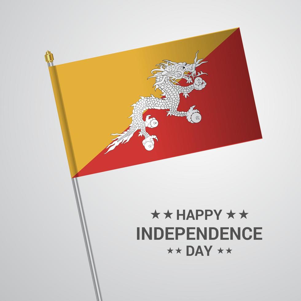 design tipográfico do dia da independência do butão com vetor de bandeira