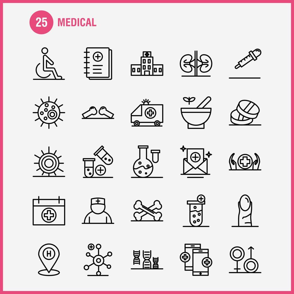 ícones de linha médica definidos para infográficos kit uxui móvel e design de impressão incluem bandagem gesso termômetro de cuidados de saúde médicos coleção de temperatura de calor infográfico moderno logotipo e pictograma vetor