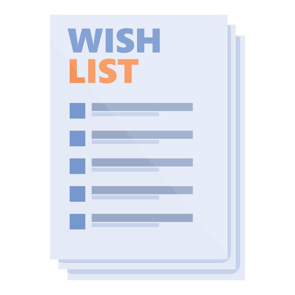 vetor de desenhos animados de ícone de lista de desejos de papel. lista de lojas