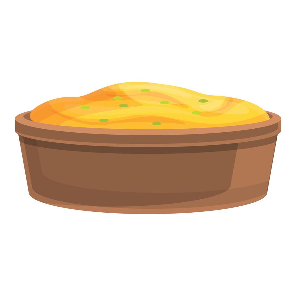 ícone de purê de batatas de almoço, estilo cartoon vetor