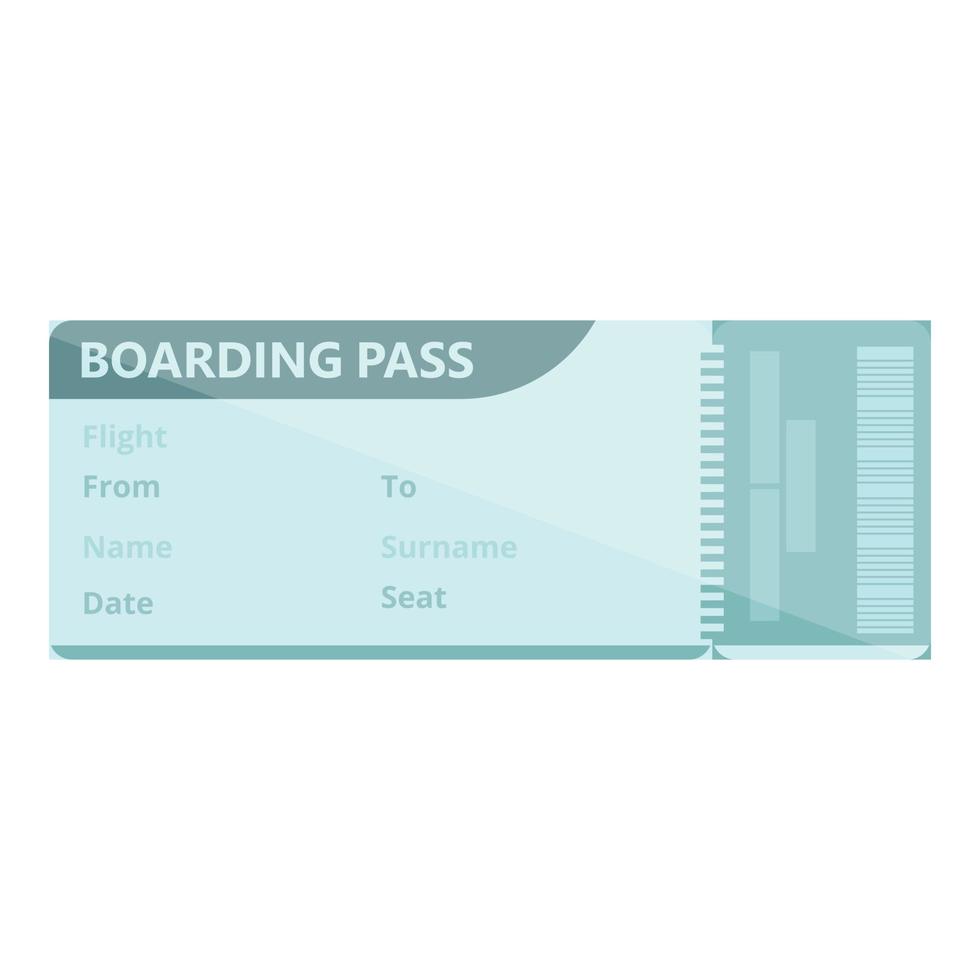 ícone do cartão de embarque da excursão, estilo cartoon vetor