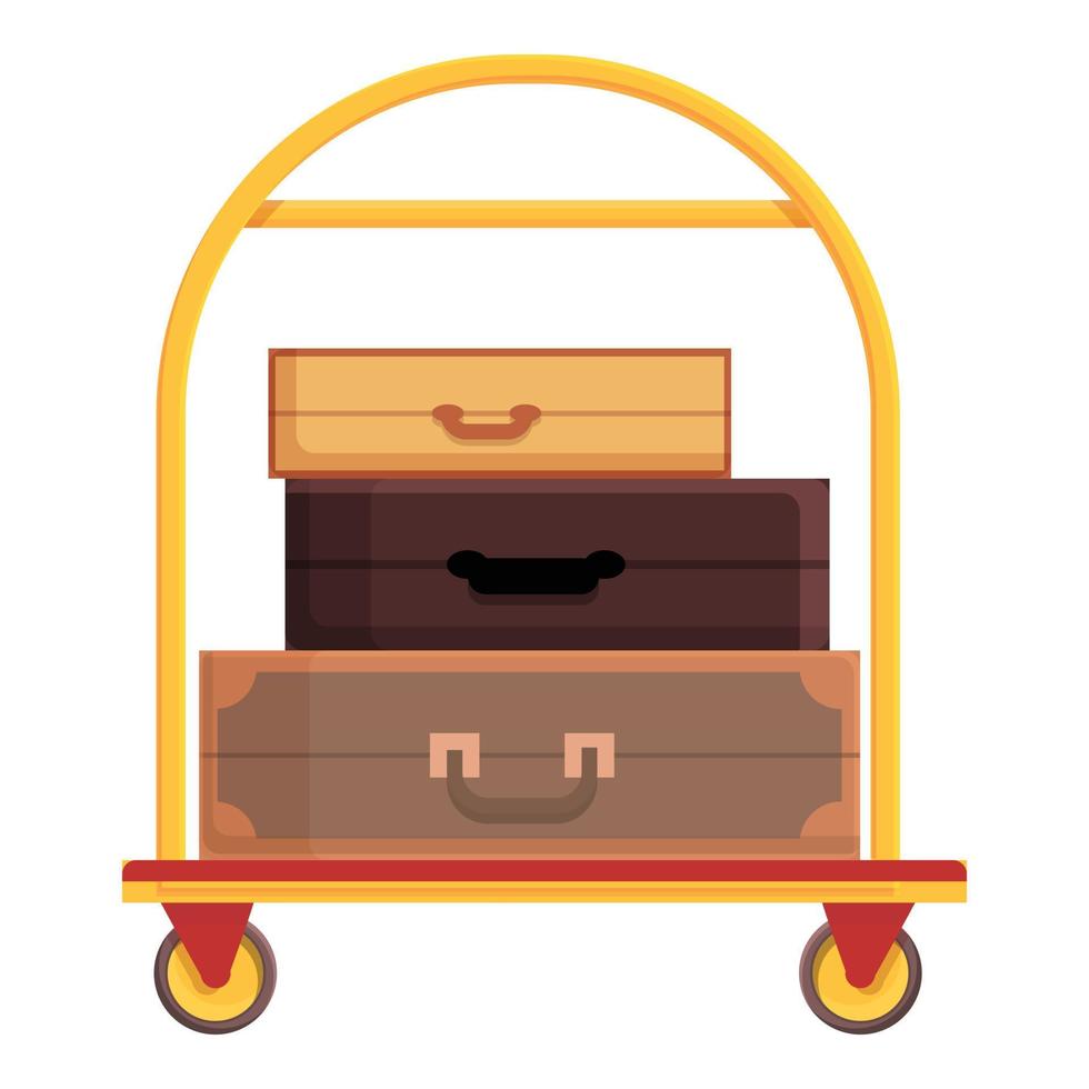 ícone dos desenhos animados do ícone do carrinho de bagagem de embalagem. mala de viagem vetor