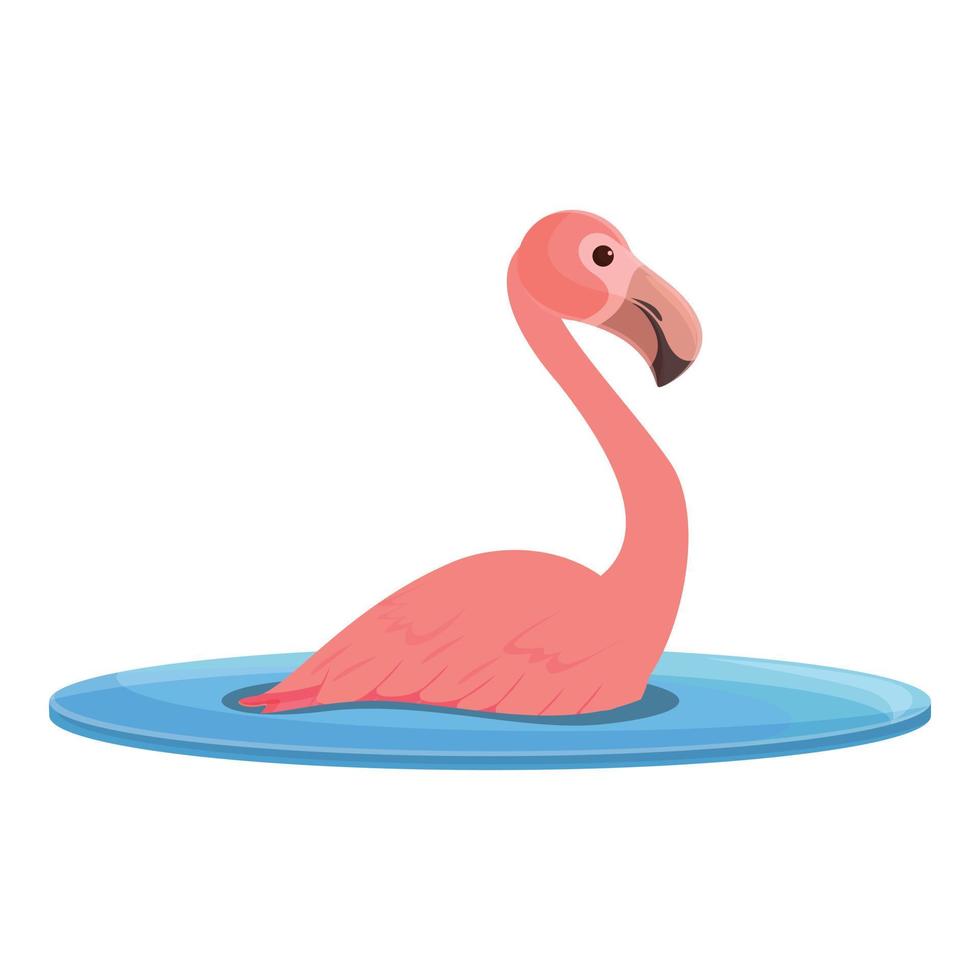 flamingo no vetor de desenhos animados do ícone do lago. pássaro tropical