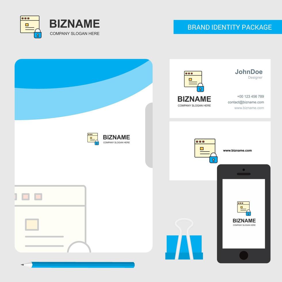 capa de arquivo de logotipo de negócios de site protegido cartão de visita e ilustração em vetor de design de aplicativo móvel