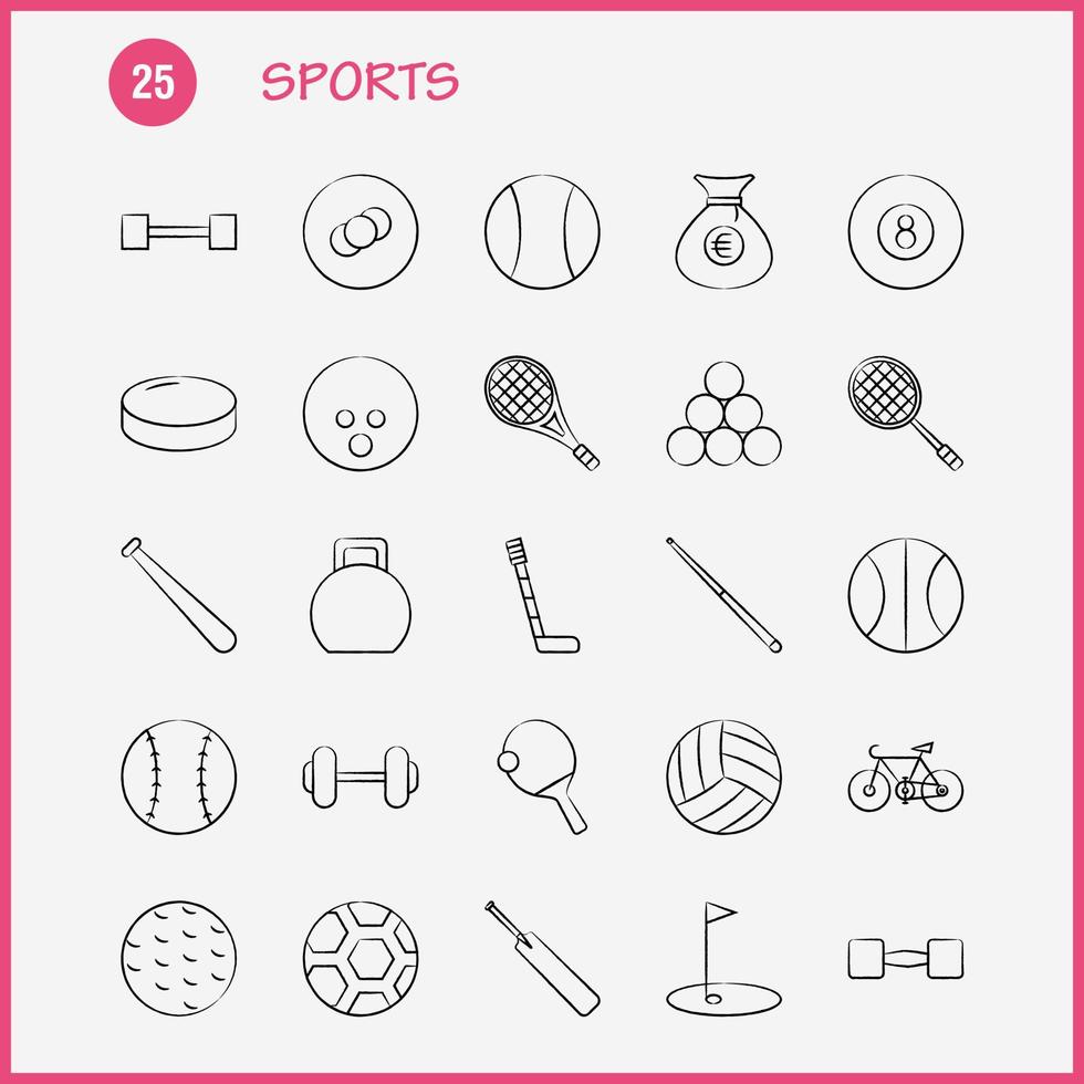 ícone desenhado à mão de esportes para impressão na web e kit uxui móvel, como bastão de beisebol bastão de críquete esportivo vetor de pacote de pictogramas de críquete