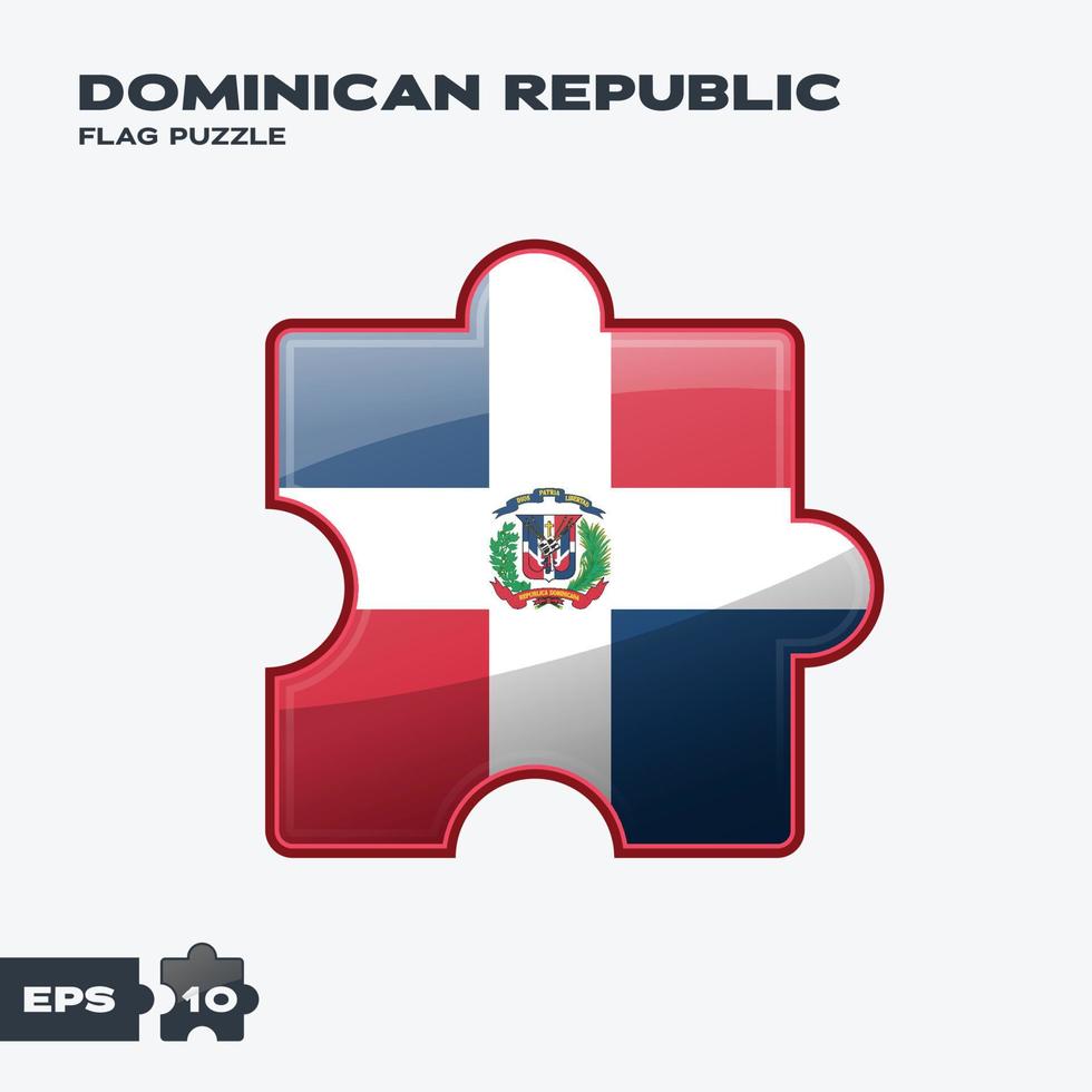 quebra-cabeça da bandeira da república dominicana vetor