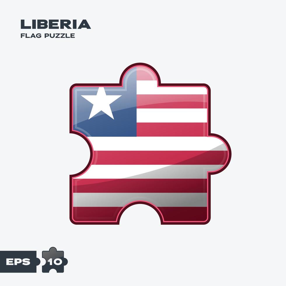 quebra-cabeça da bandeira da libéria vetor