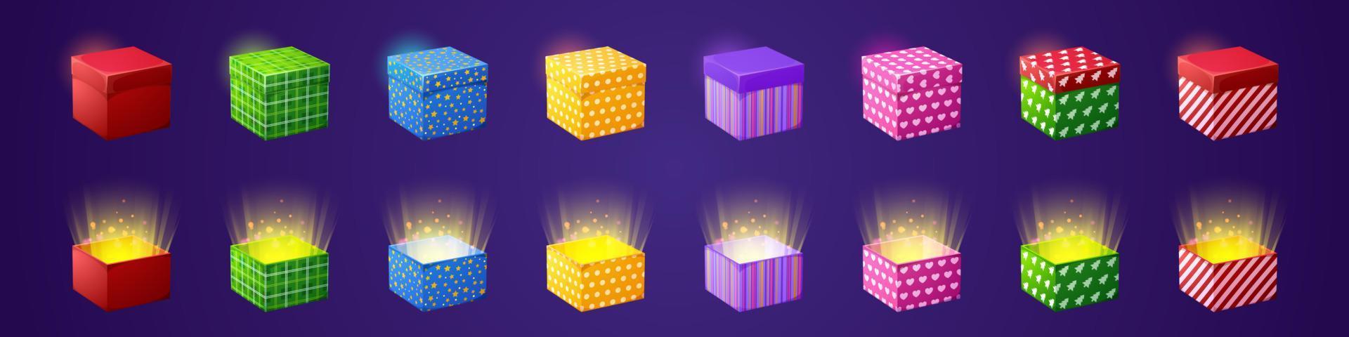 ícones de caixa de presente para design de gui de jogo vetor