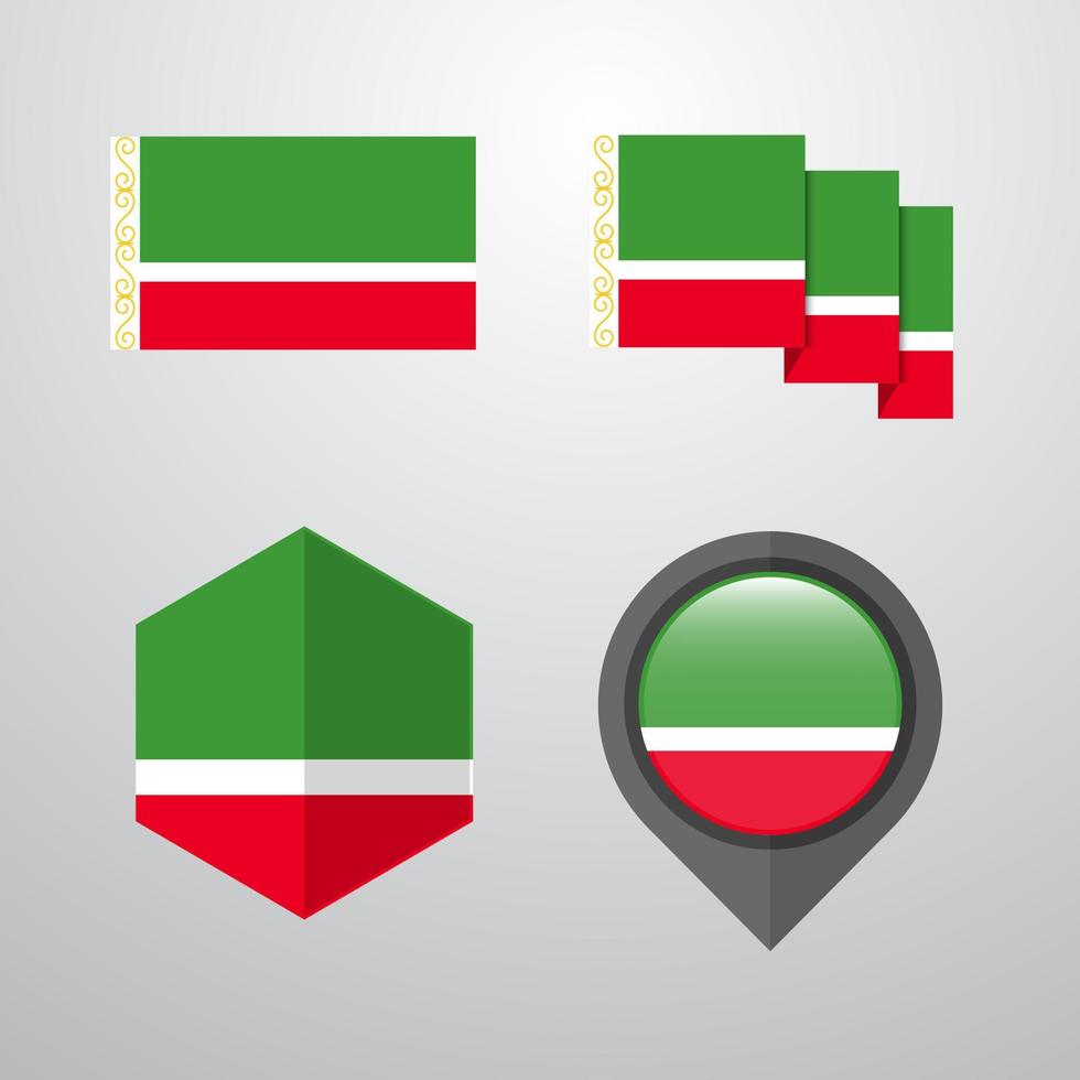 vetor de conjunto de design de bandeira da república chechena