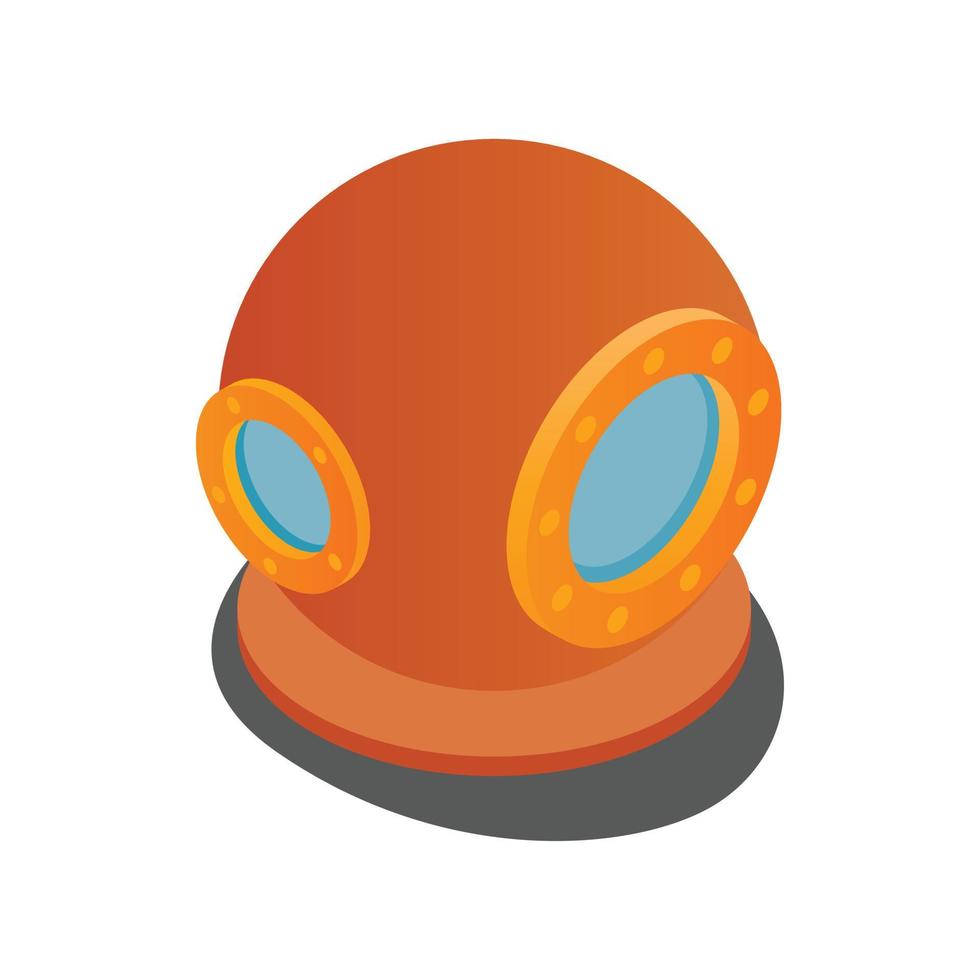 ícone do capacete do traje de mergulho, estilo 3d isométrico vetor