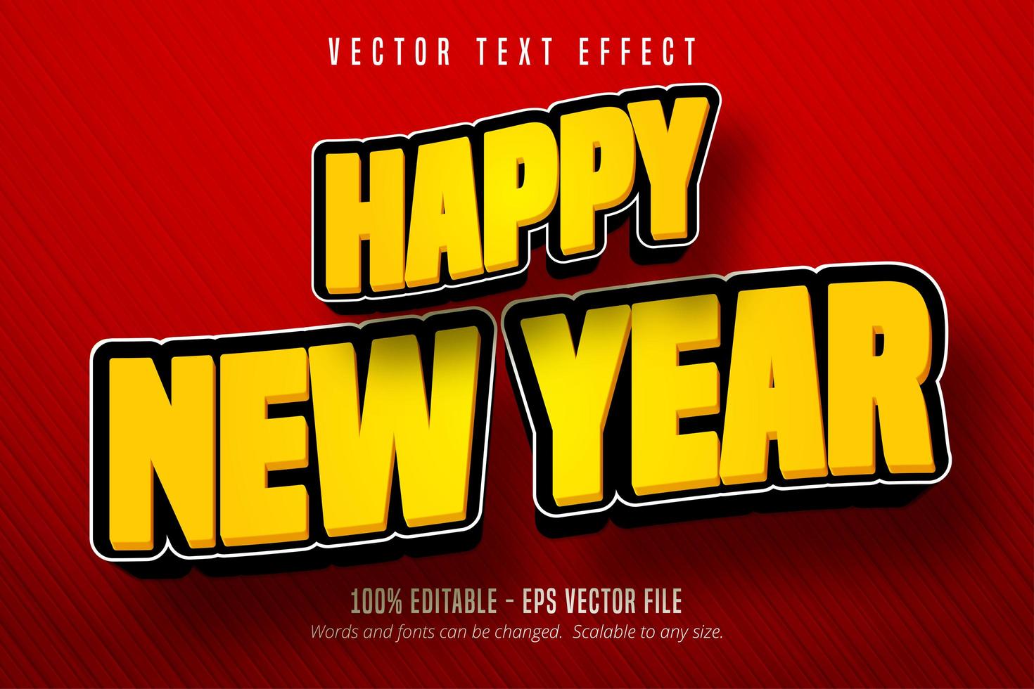texto de feliz ano novo, estilo cartoon vetor