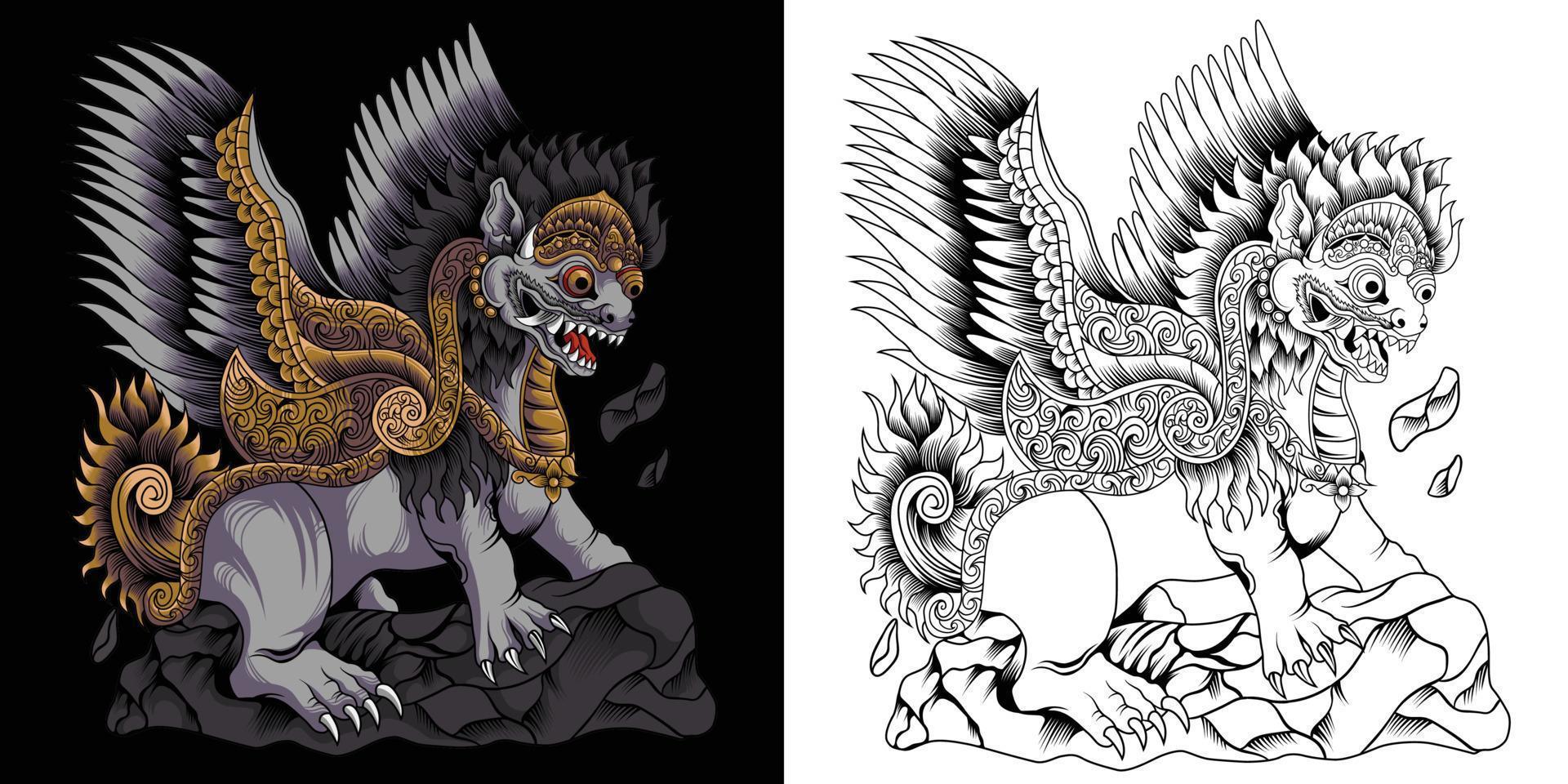 ilustração em vetor tradicional leão balinês