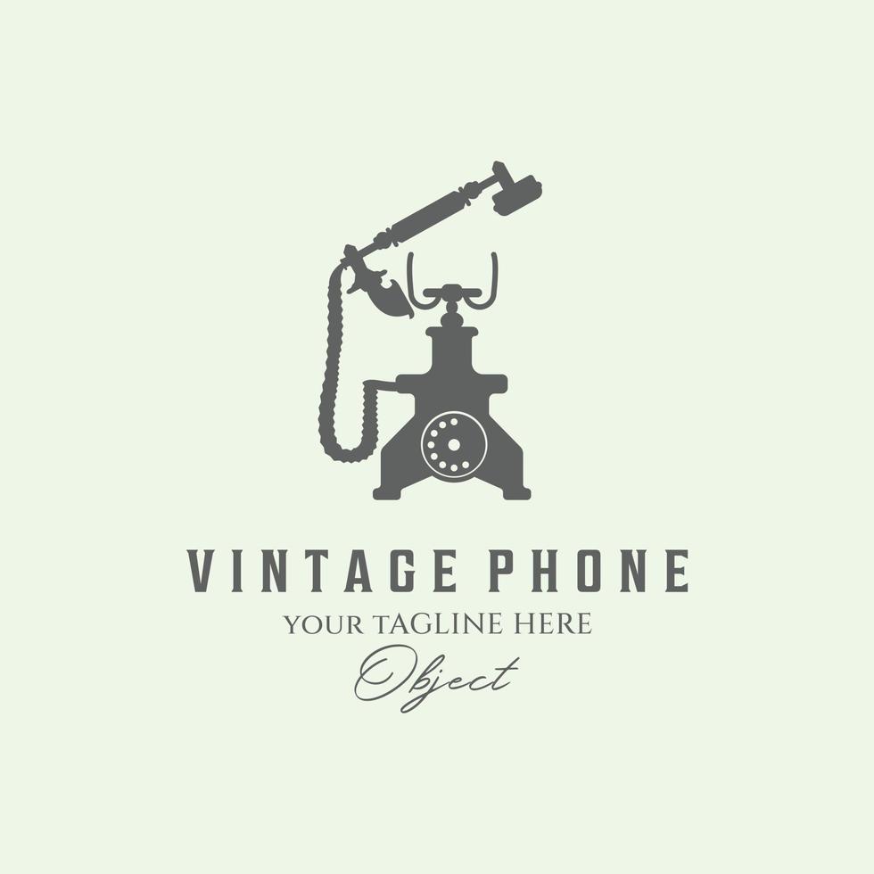 ilustração de design retrô minimalista de telefone vintage design de logotipo ou design minimalista de telefone vintage vetor