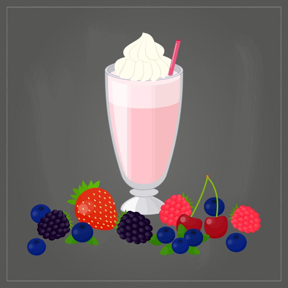 milk-shake de desenhos animados com frutas. vetor