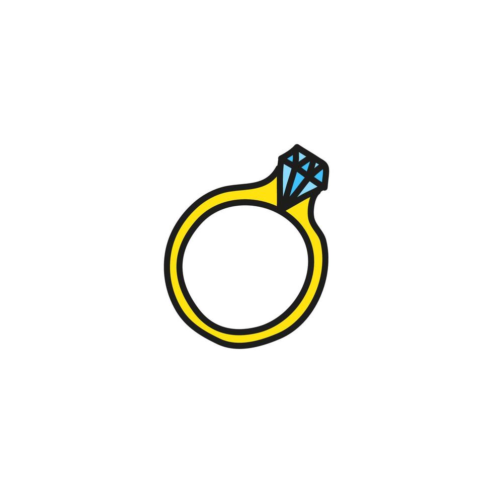doodle anel de diamante colorido. vetor